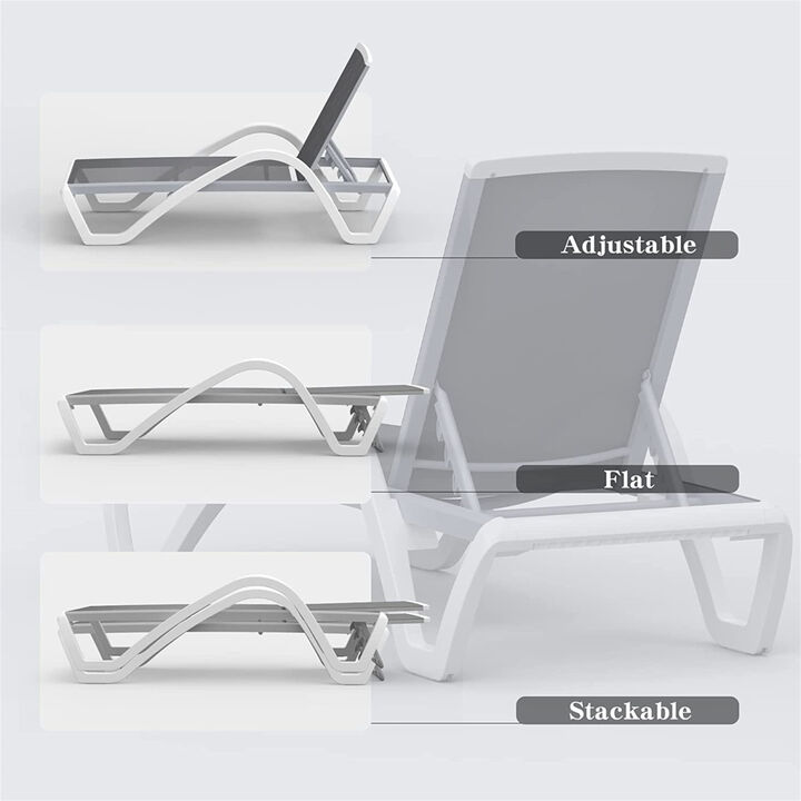 Aluminum Adjustable Pool Chaise Lounge Set
