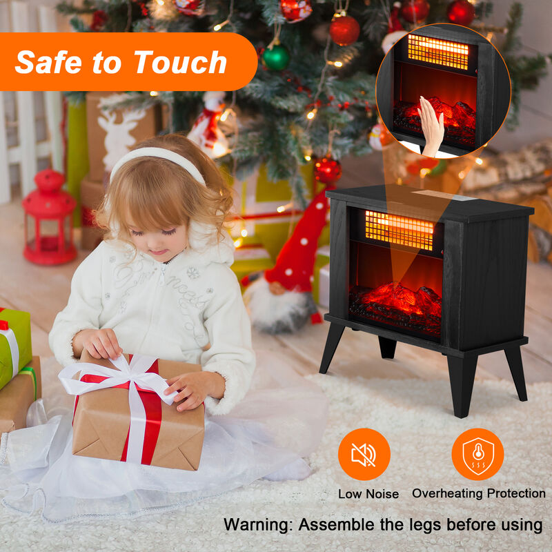 1000W Portable Electric Fireplace Stove with Overheat Protection for Home and Office