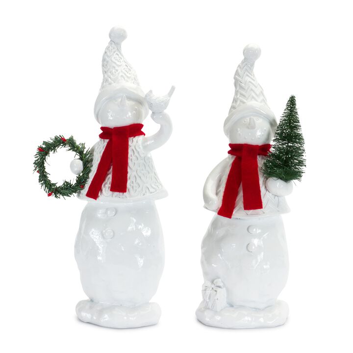 Charming Snowman Figurine for Winter and Christmas Décor (Set of 2)