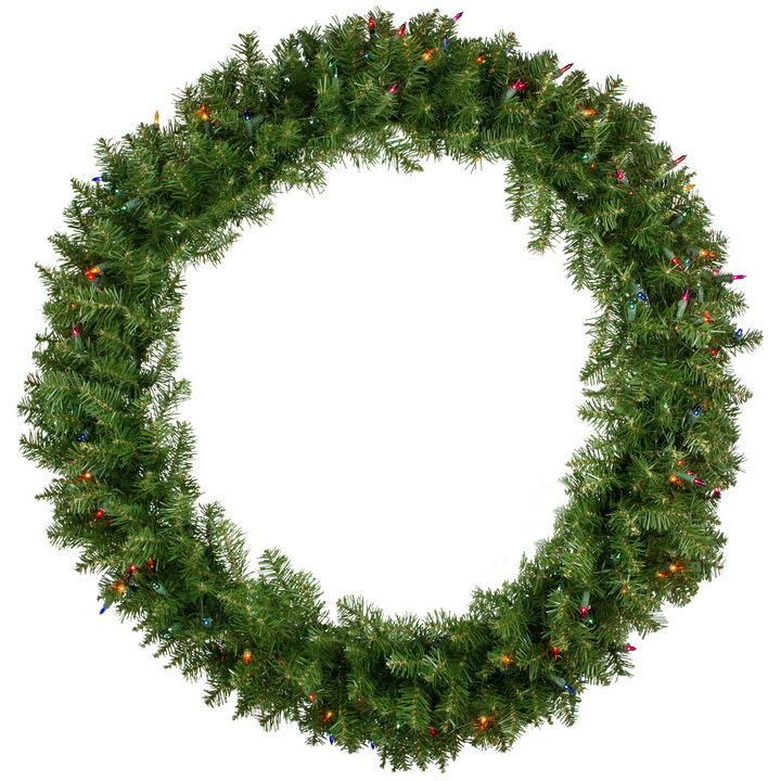 Pre-Lit Rockwood Pine Artificial Christmas Wreath  36-Inch  Multi Lights