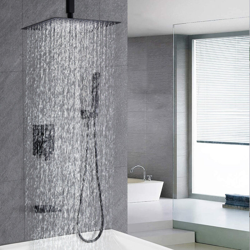 12 Inch Shower System With Waterfall Tub Spout And Handheld Shower Head