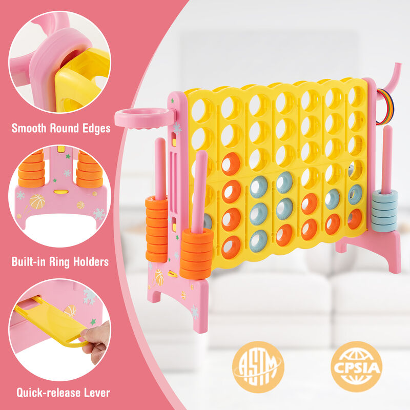 4-in-a-Row Connect Game with Basketball Hoop and Toss Ring