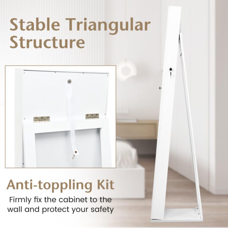 Hivvago Standing Lockable Jewelry Storage Organizer with Full-Length Mirror