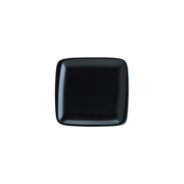 Notte 8.5" x 8" Square Black Porcelain Plate (Set of 2)