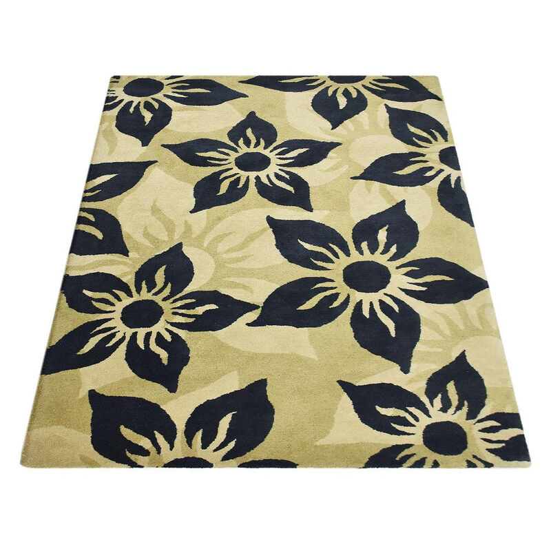 RUGSOTIC CARPETS HAND TUFTED WOOL ECO-FRIENDLY AREA RUGS  - 5'x7'6'', Rectangle Shape, Multicolor, Floral Modern Design, High Pile Thick Handmade Area Rugs for Living Room, Bed Room (K03127)