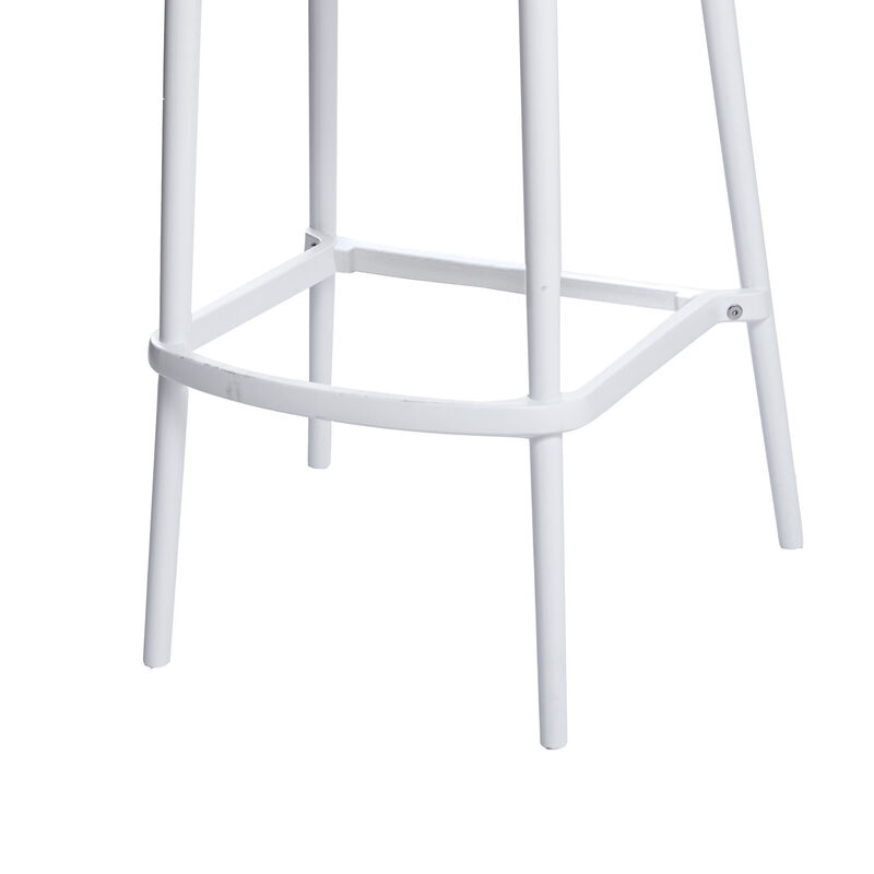 Celin 30 Inch Barstool Chair, Set of 4, Stackable, Mesh, Curved Seat, White - Benzara