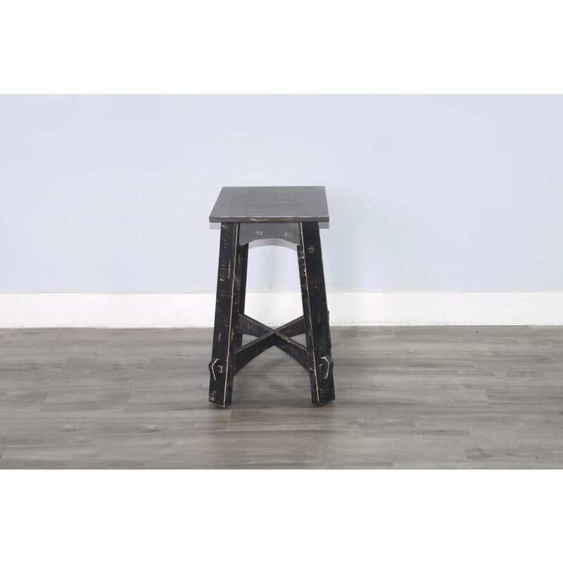 Sunny Designs Marina Farmhouse Mahogany Wood Chair Side Table in Black Sand
