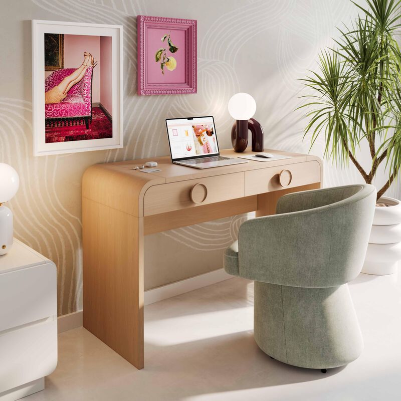 Moonrise 2-Drawer Vanity Desk with Mirror