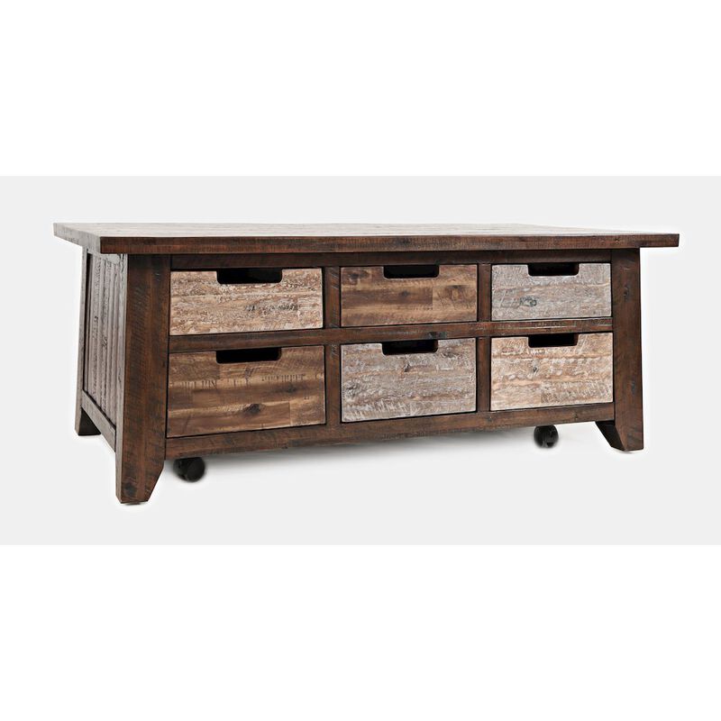 Jofran Painted Canyon Rustic Solid Acacia Box Coffee Table