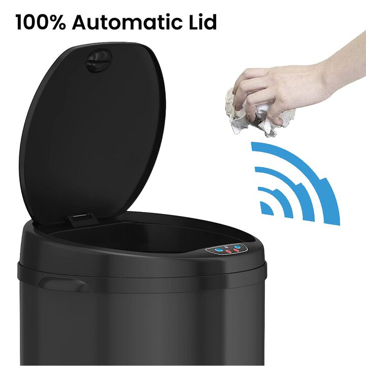iTouchless 13 Gallon  Black Sensor Trash Can