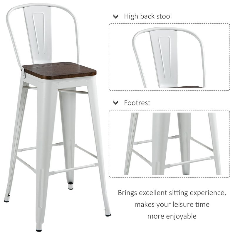 White/Brown Bistro Set: 3-Piece Counter Height Dining Table and Chairs