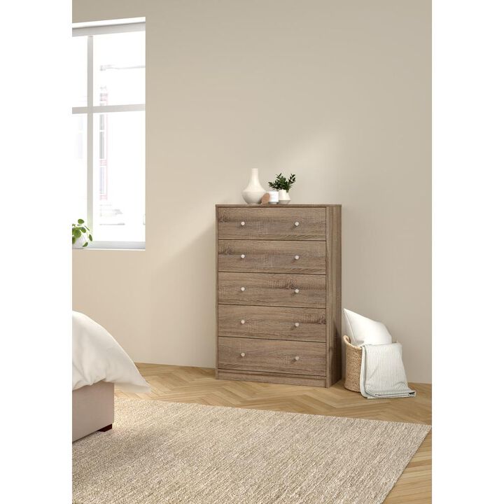 Tvilum Portland 5 Drawer Chest, Truffle Oak