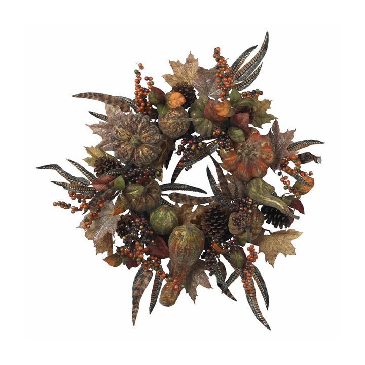 Nearly Natural 28-in Autumn Pumpkin Wreath