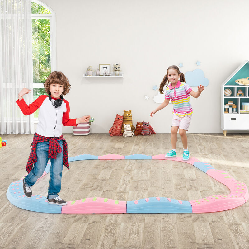 Colorful Kids Wavy Balance Beam with Textured Surface and Non-slip Foot Pads
