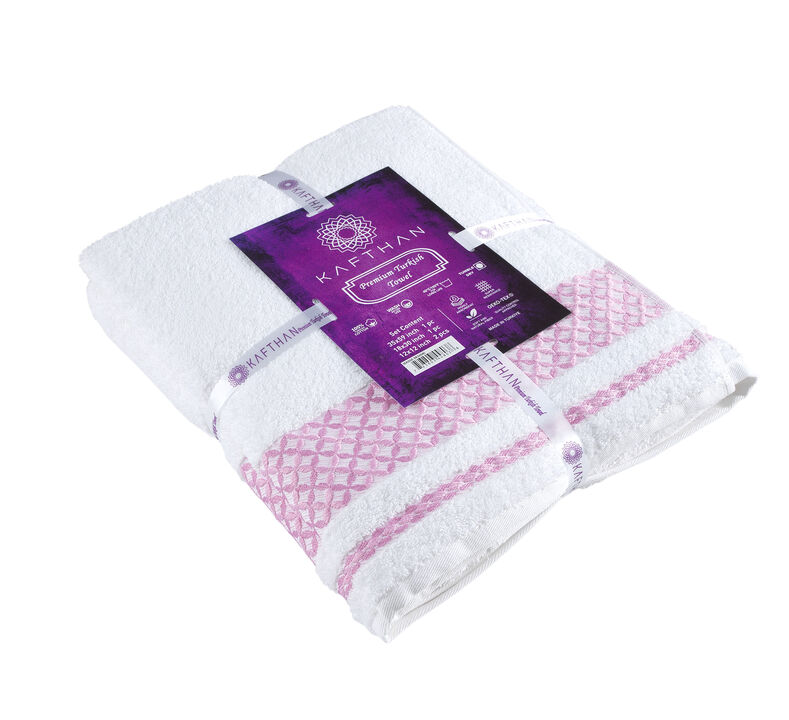 KAFTHAN Textile Plaid Turkish Cotton Bath Towels (Set of 4)
