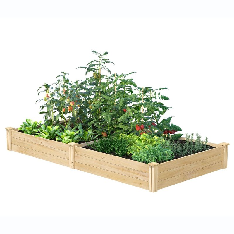 QuikFurn Cedar 4ft x 8ft x 10.5in Raised Garden Bed - Made in USA
