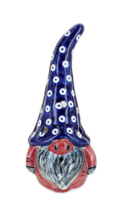 Blue Rose Polish Pottery Green Dot Gnome Luminary