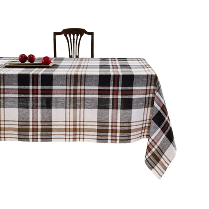 Solino Home 100% Pure Linen Tablecloth | Oxford Plaid for Spring and Easter