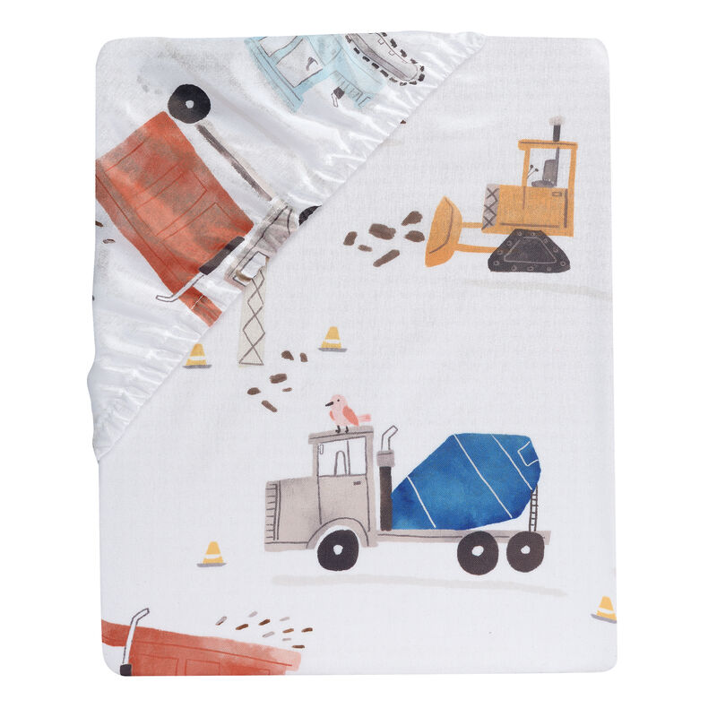 Bedtime Originals 4-Piece Construction Zone Gray/Navy/White Toddler Bedding Set