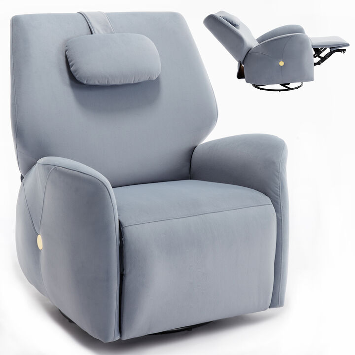 Mondawe Swivel and Rocker Power Recliner Chair with Lumbar and Neck Support Pillow, Heavy Duty Motion Mechanism with USB and Type-C Ports