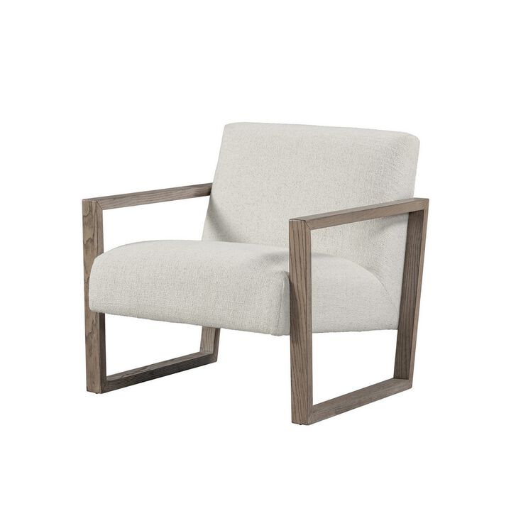 Cvi 31 Inch Armchair, Cushioned Seat, Taupe Framed Legs, Off White Finish - Benzara