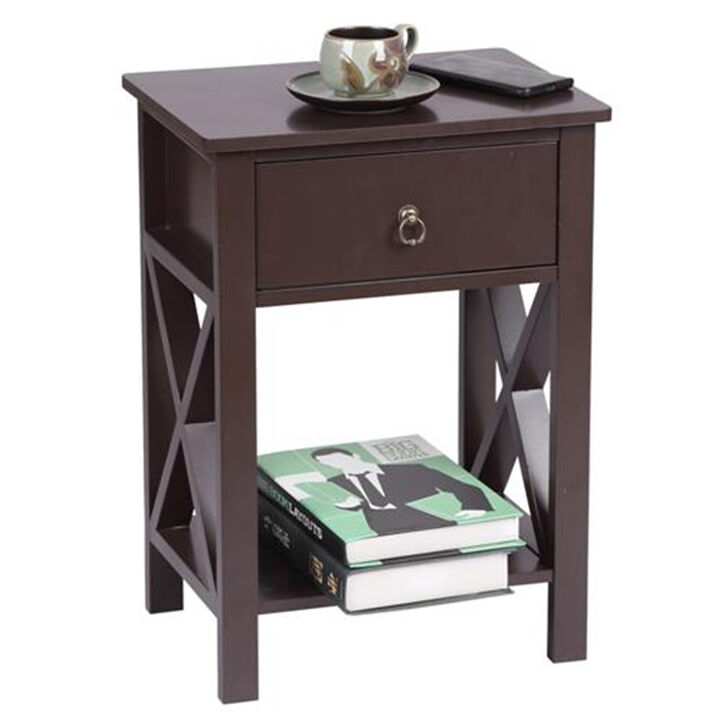 Nightstand Modern End Table, Side Table with 1 Drawer and Storage Shelf