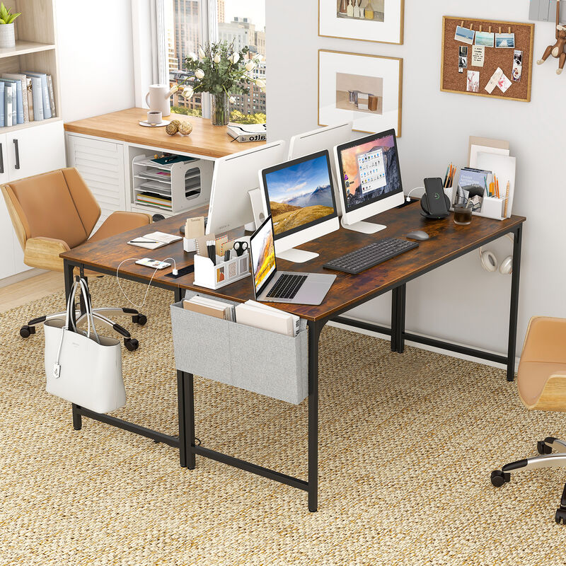 60 Inch Computer Desk with Charging Station Storage Bag