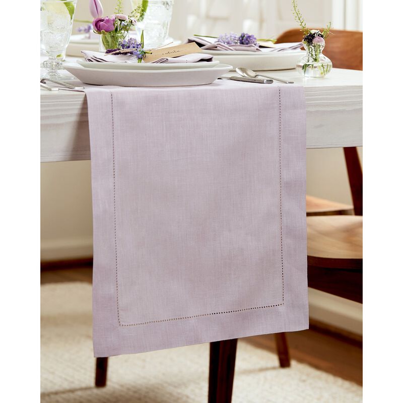 Solino Home 100% Pure Linen Table Runner | Classic Hemstitch for Thanksgiving, Christmas