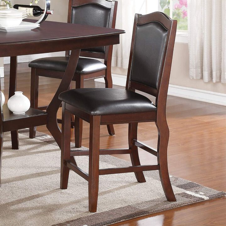 Set of 2 Counter Height Chairs in Dark Brown Wood Finish