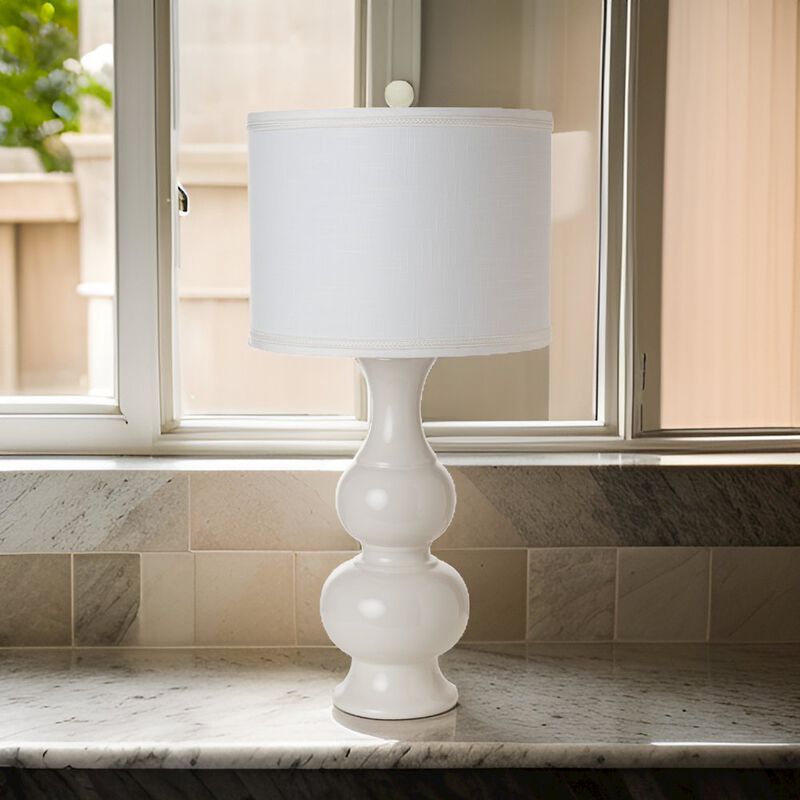 Lux Lighting Warley 34 White Ceramic Table Lamp, (Set of 2)