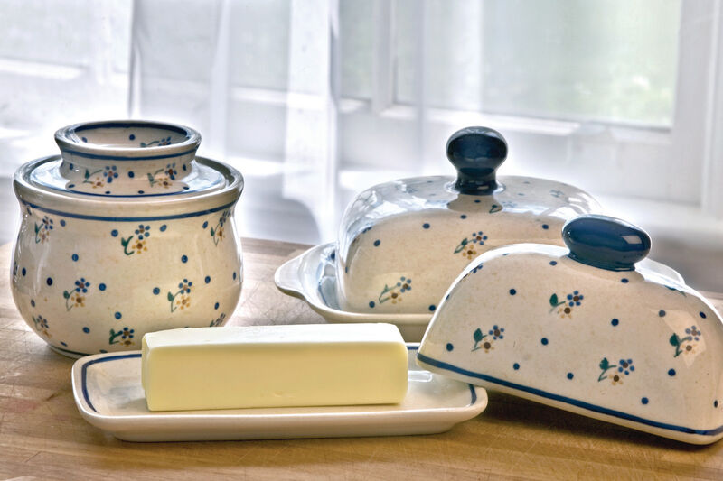 Blue Rose Polish Pottery Kalina Square Butter Dish