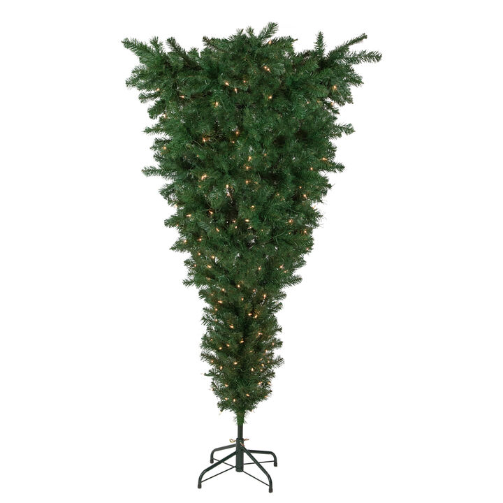 5.5' Pre-Lit Medium Upside Down Spruce Artificial Christmas Tree  Clear Lights