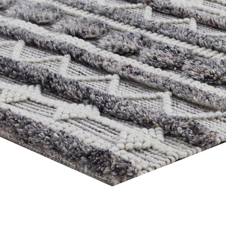 Ako 2 x 3 Indoor Outdoor Small Area Rug, Ivory Abstract Design, Gray Tones - Benzara