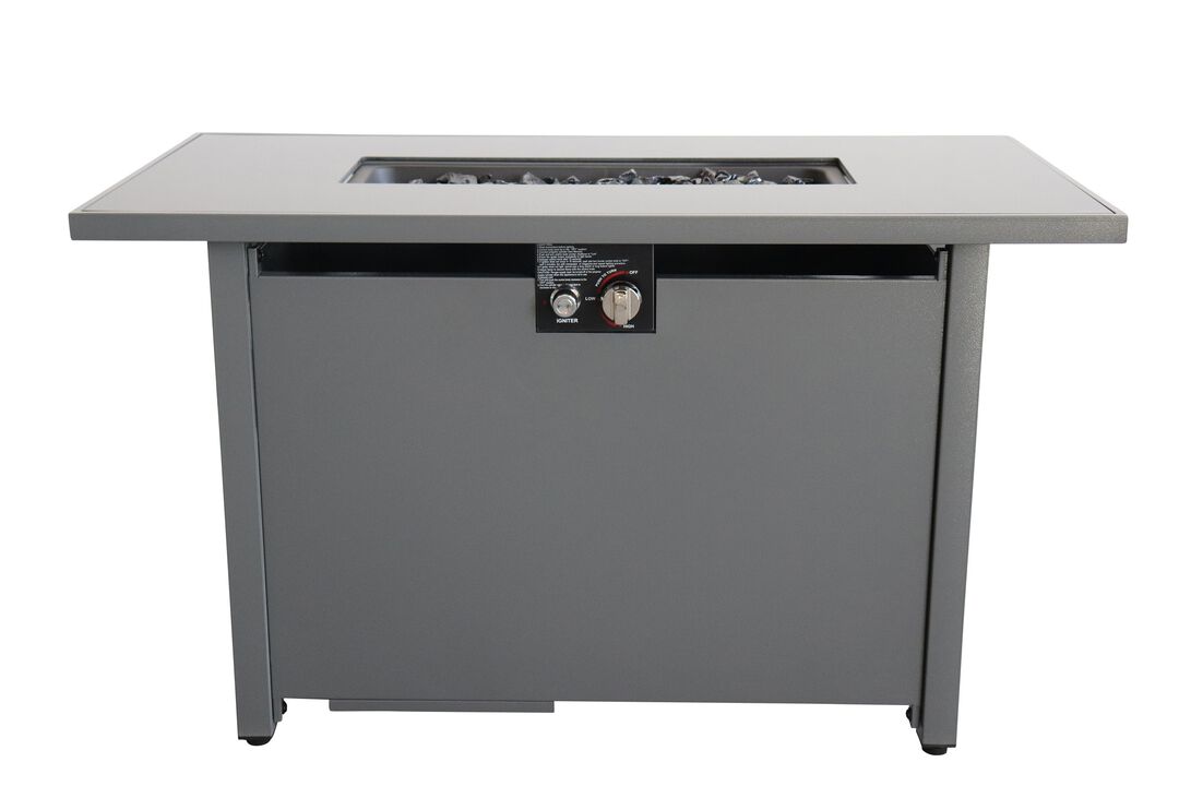 Living Source International 25'' x 42'' Rectangle Fire Pit Table with Hidden Fuel Tank GRAY