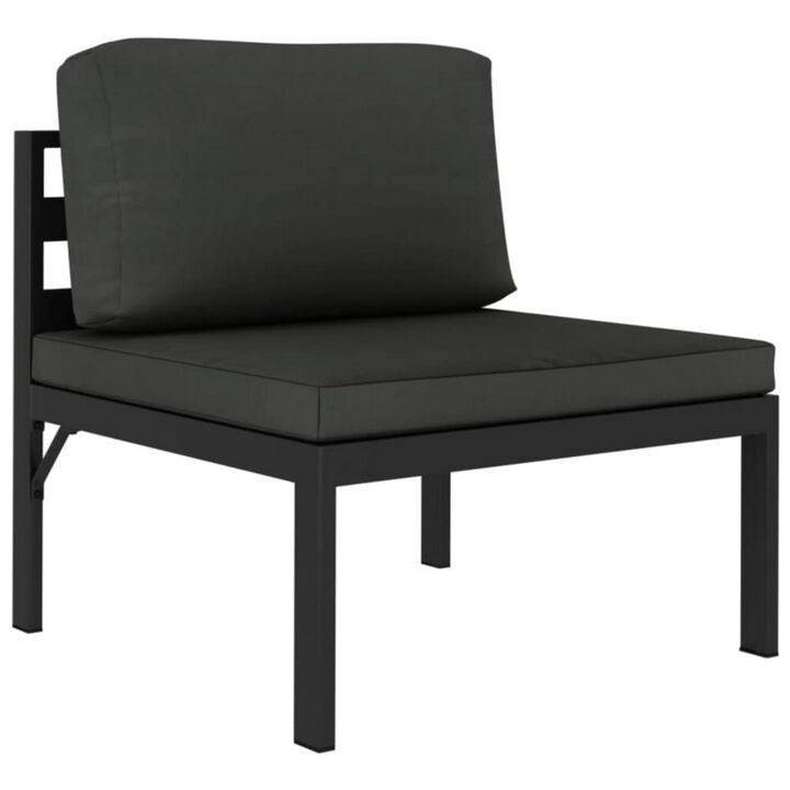 Shina 4pc Outdoor Modular Sofa Set, Dark Gray Aluminum, Cushions - Benzara