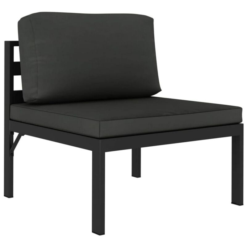 Shina 4pc Outdoor Modular Sofa Set, Dark Gray Aluminum, Cushions - Benzara