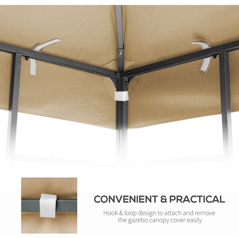10x10 FT Outdoor Patio Gazebo Replacement Canopy, Double Tiered Gazebo Tent Roof Cover