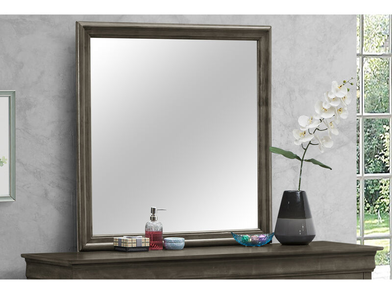 38 in. x 38 in. Classic Square Wood Framed Dresser Mirror
