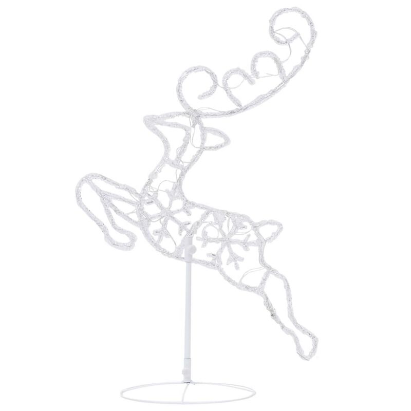 Outdoor 2 Flying Reindeer Sleigh Christmas Decor, 72 Cool White LEDs - Benzara