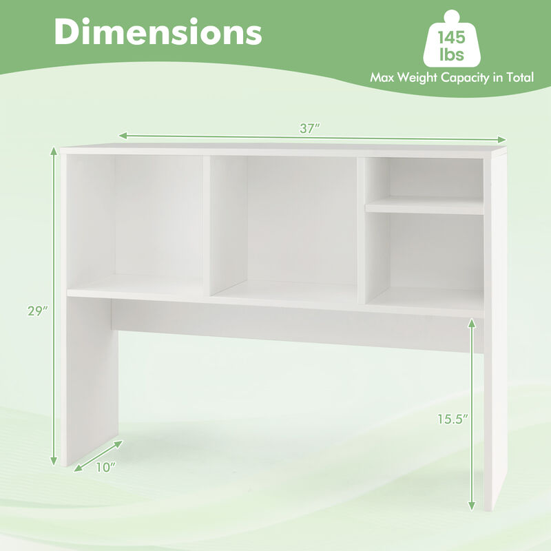 Computer Desktop Bookcase with 4 Cubbies and Open Back Compartment