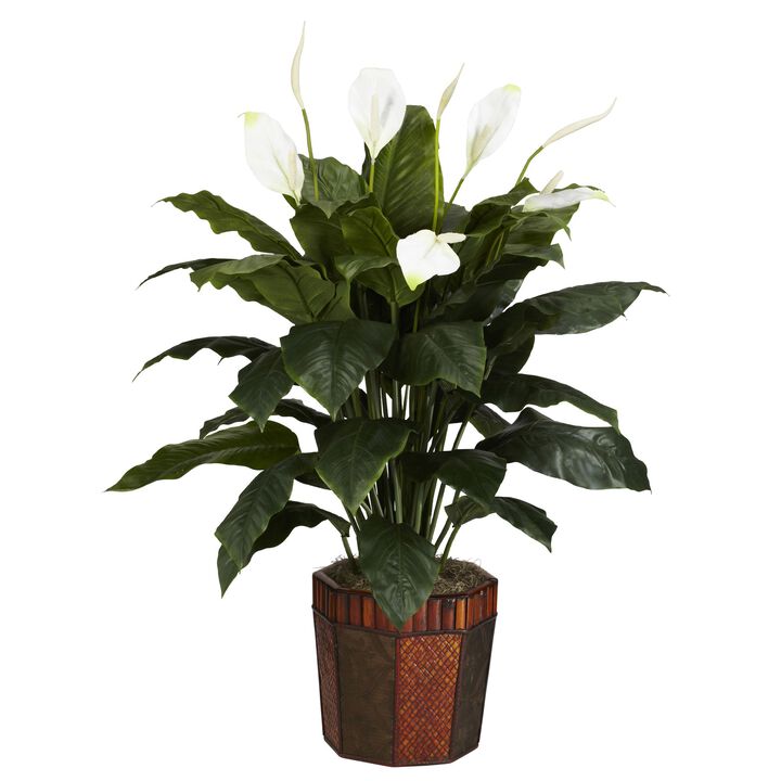 Hivvago Spathyfillum w/Vase Silk Plant