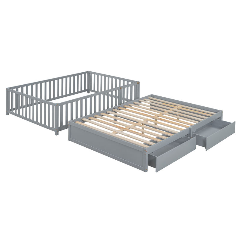 Merax Wood Daybed with Fence Guardrails