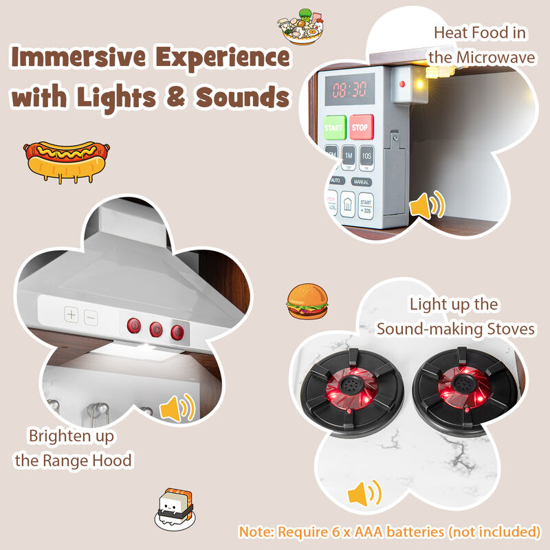 Kids Modern Toy Kitchen Playset with Attractive Lights and Sounds