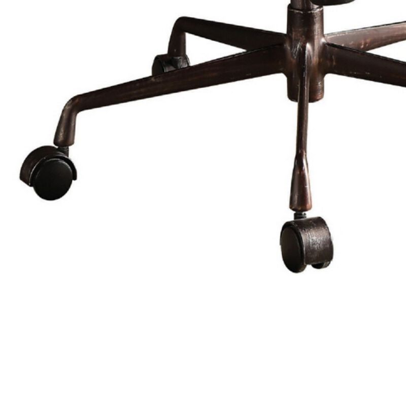 Metal & Leather Executive Office Chair, Cocoa Brown-Benzara