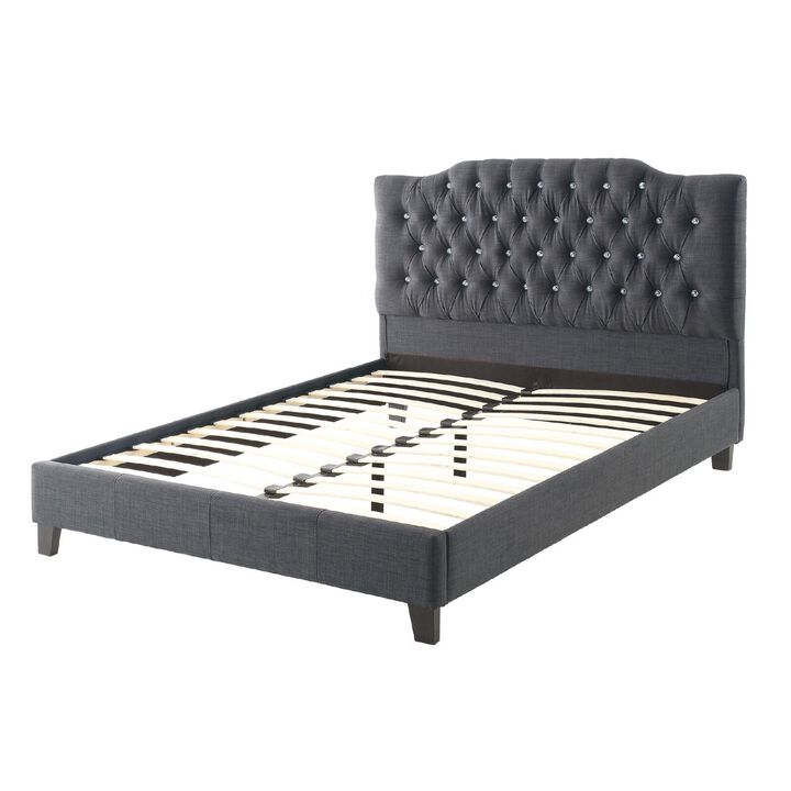Modern Gorgeous Polyfiber Tufted Queen Size Bed 1 Piece Bed Frame Upholstered Headboard