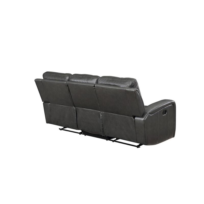 New Classic Furniture Linton Leather Sofa W/Dual Recliner-Gray