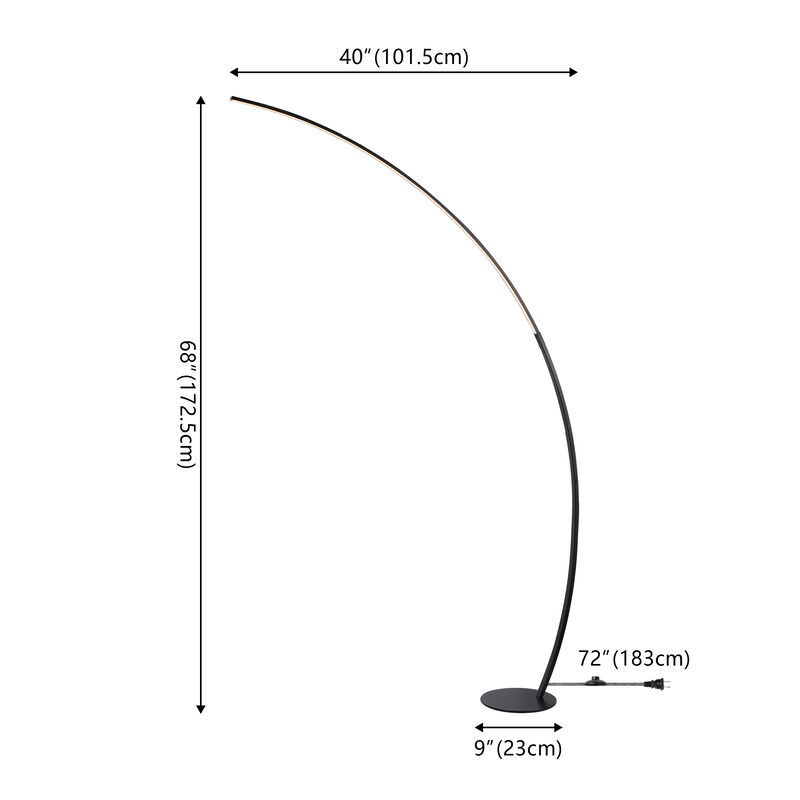 Enzo Contemporary Minimalist Metal Arc Dimmable Integrated LED Floor Lamp