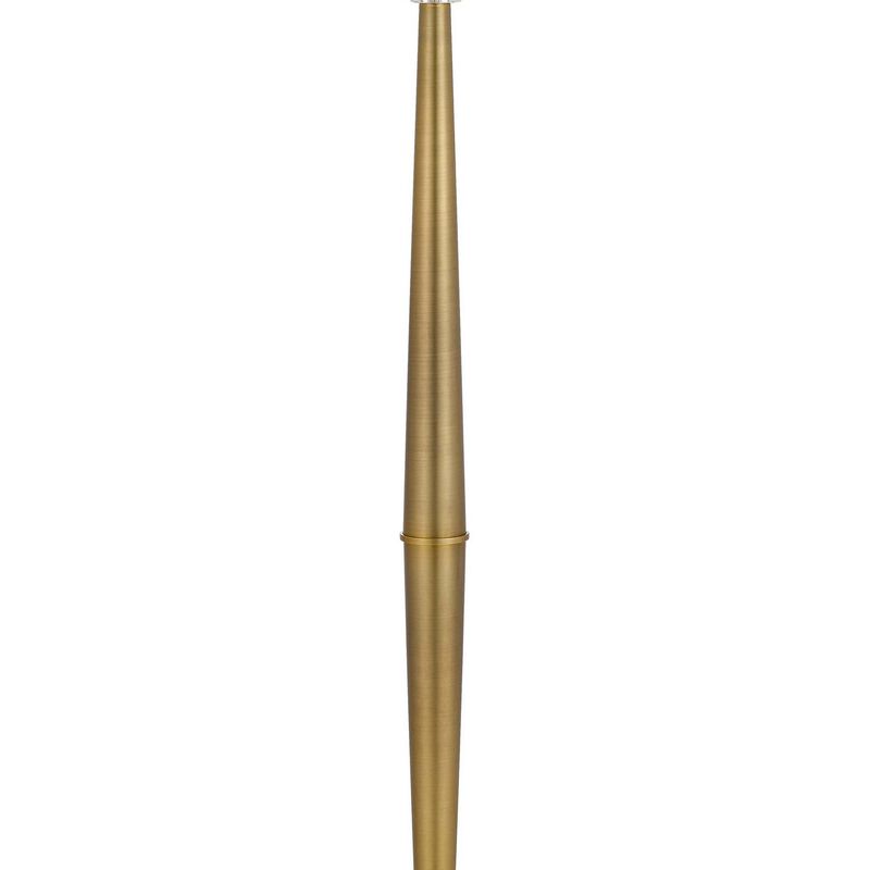 62 Inch Floor Lamp with White Drum Shade, Marble Base, Crystal, Brass - Benzara