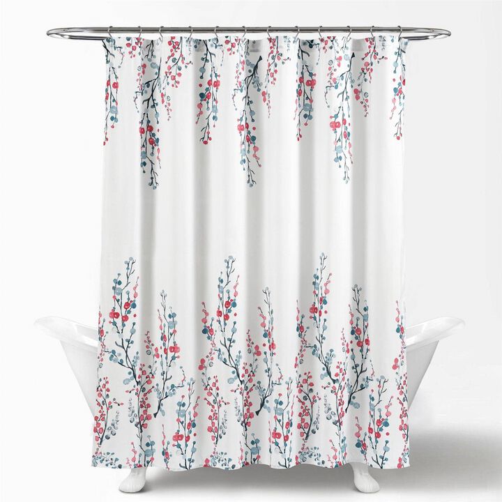 Coral Watercolor Floral Shower Curtain – Elegant Floral Print, Soft & Machine-Washable Fabric