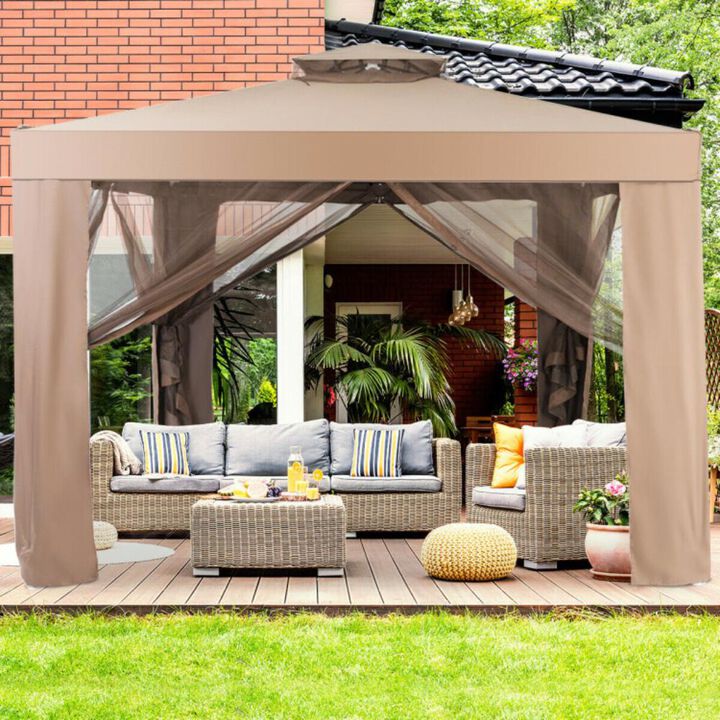 Hivvago Canopy and Garden Structures Gazebo with Netting for Outdoors
